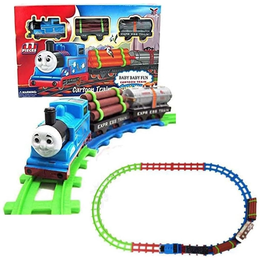 thomas-cartoon-train-toy-set-11-pieces-1 Thomas Cartoon Train Toy Set – 11 Pieces Railway Track Playset for Kids | Battery Operated Engine with Track | Educational & Fun Train Toy for Boys & Girls - Image 1