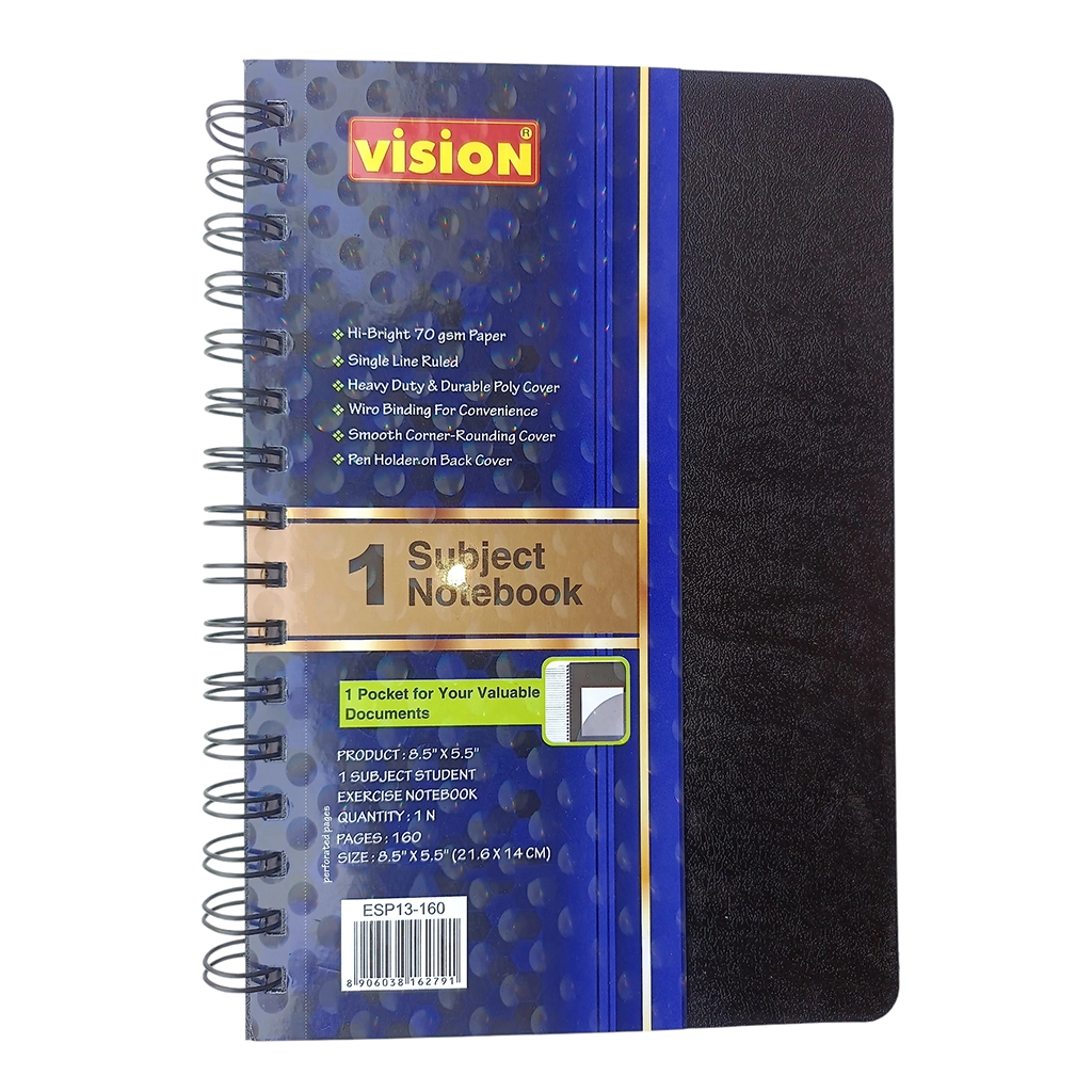 vision-diary-single-line-spiral-notebook-160p-1 Vision Diary Single Line Spiral Notebook – 1 Subject, Art. No. ESP13-160 Pages (21.6 x 14 cm, Pack of 1) - Image 1